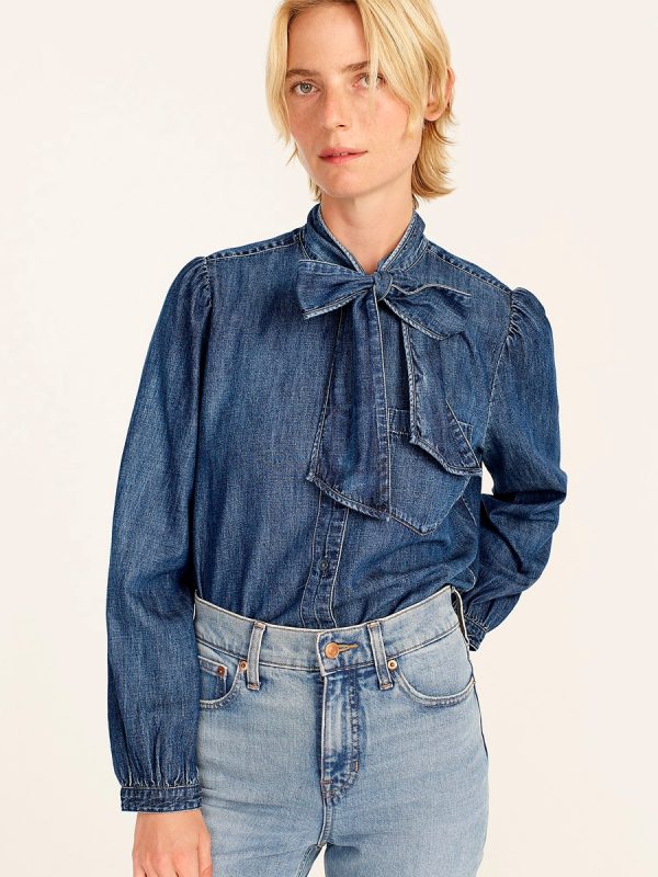 Tie-neck Chambray Shirt